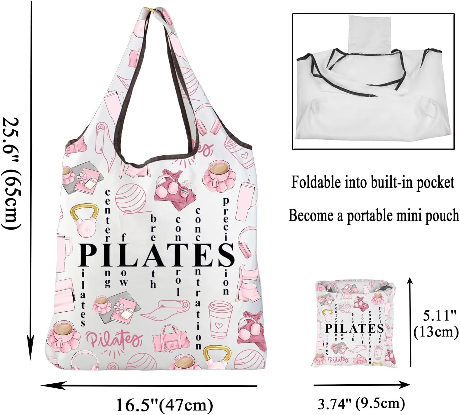 Pink Pilates Tote Bag Gifts fo - огляд і ціна Pilates Yoga Instructor